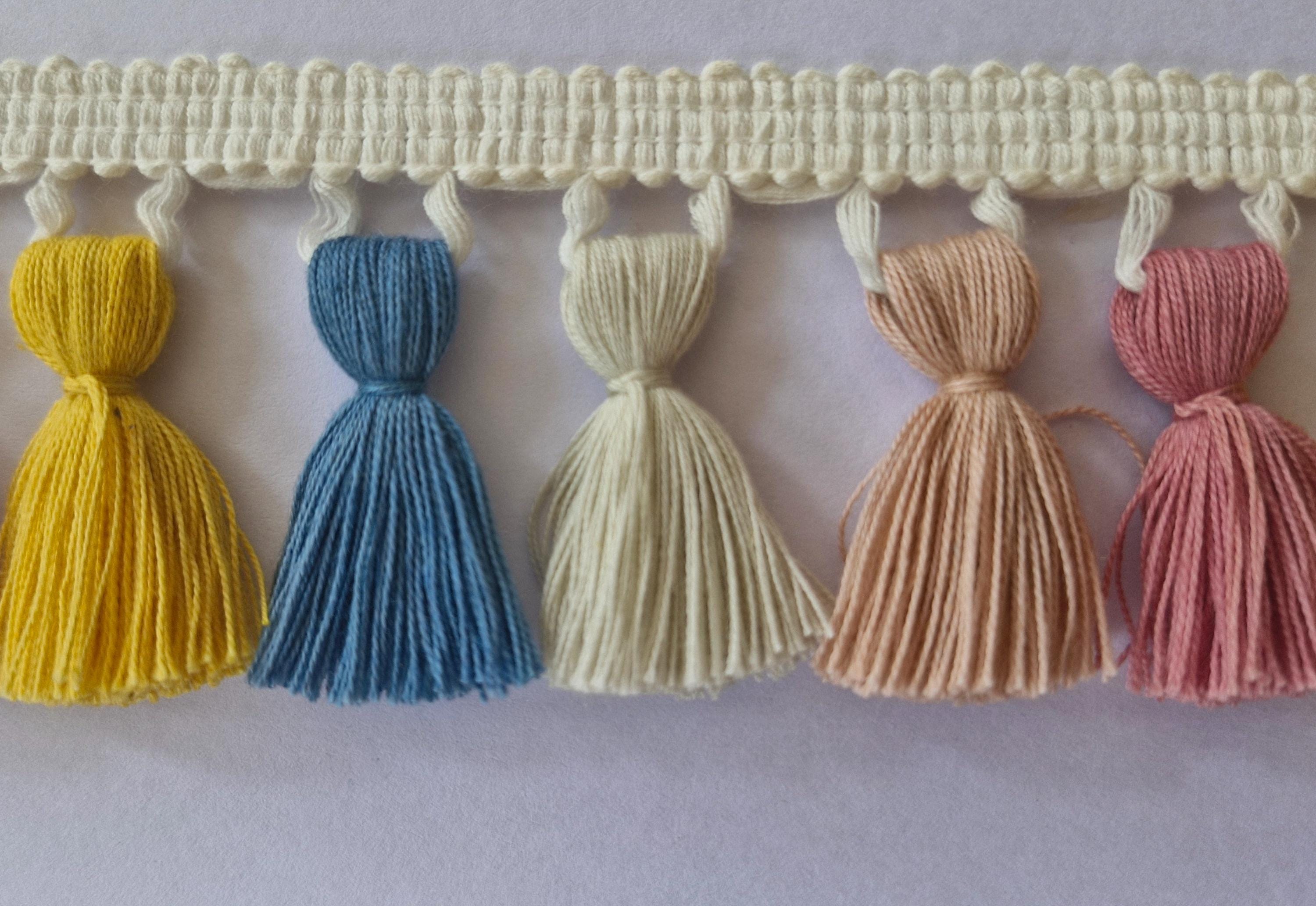 Tassel fringe trim, 5 color tassels ,tassel trim, tassel trim by the yard, tassel fringe, trim for cushions, trim for curtains, fringe trim