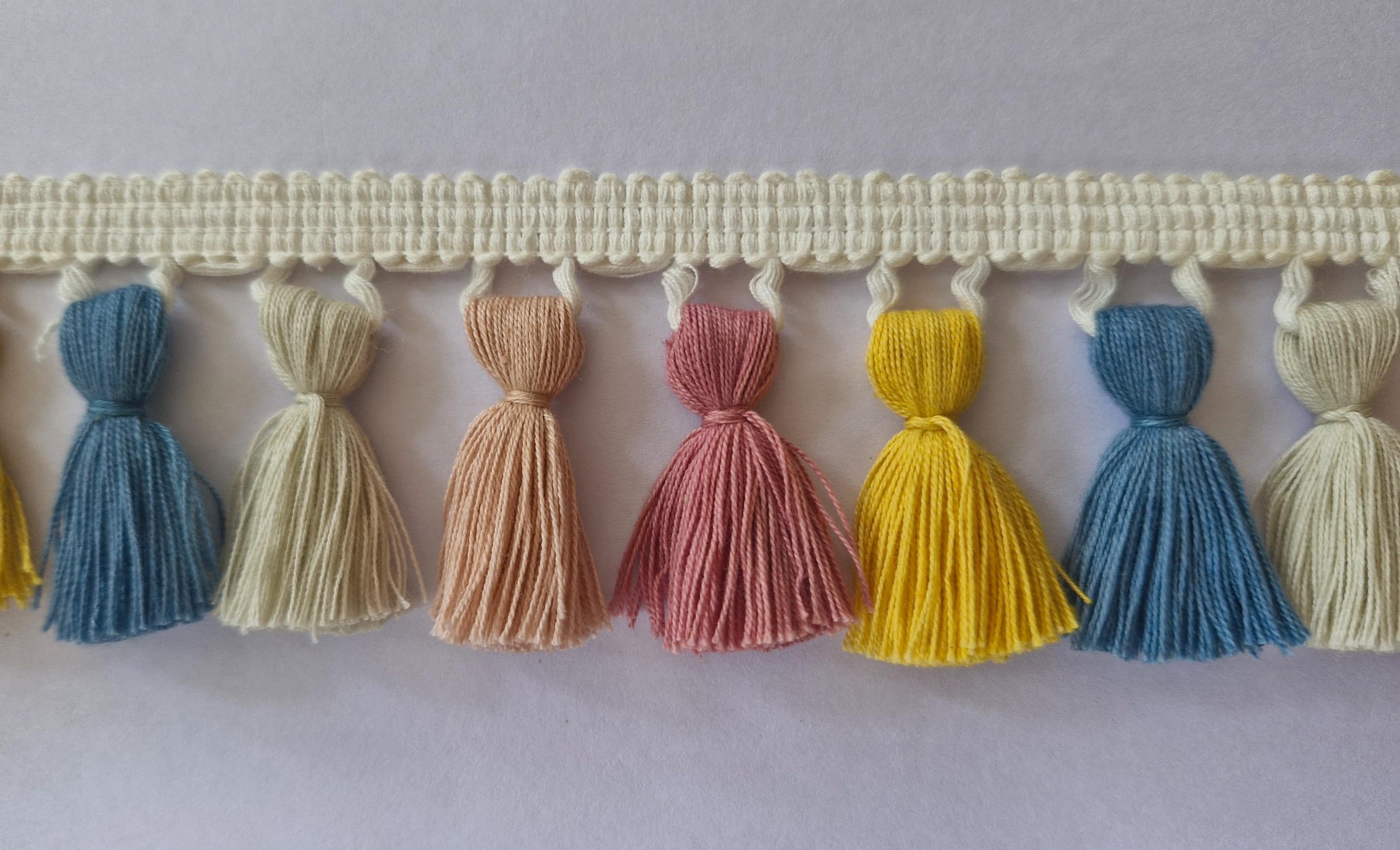 Tassel fringe trim, 5 color tassels ,tassel trim, tassel trim by the yard, tassel fringe, trim for cushions, trim for curtains, fringe trim