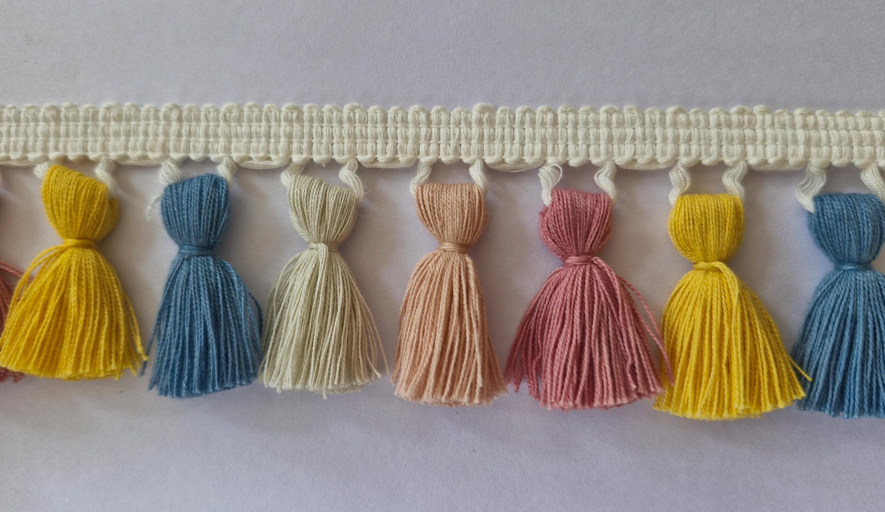 Tassel fringe trim, 5 color tassels ,tassel trim, tassel trim by the yard, tassel fringe, trim for cushions, trim for curtains, fringe trim