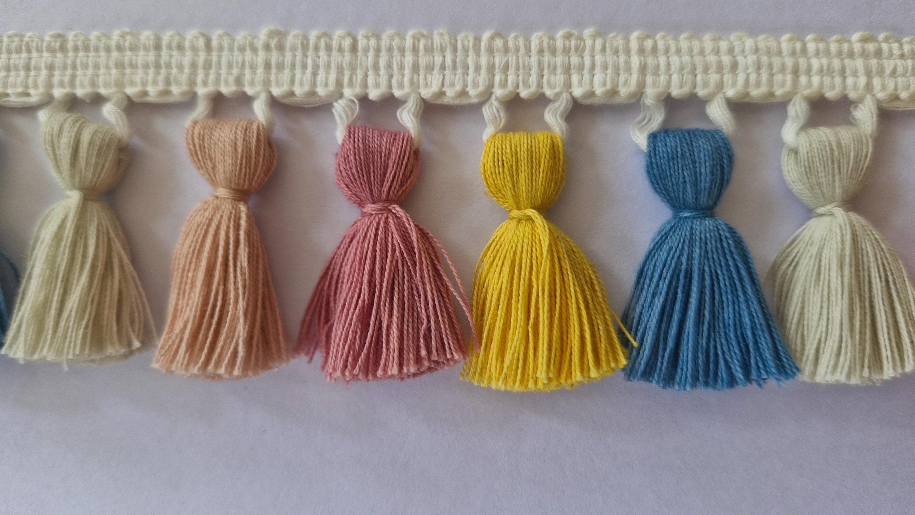 Tassel fringe trim, 5 color tassels ,tassel trim, tassel trim by the yard, tassel fringe, trim for cushions, trim for curtains, fringe trim