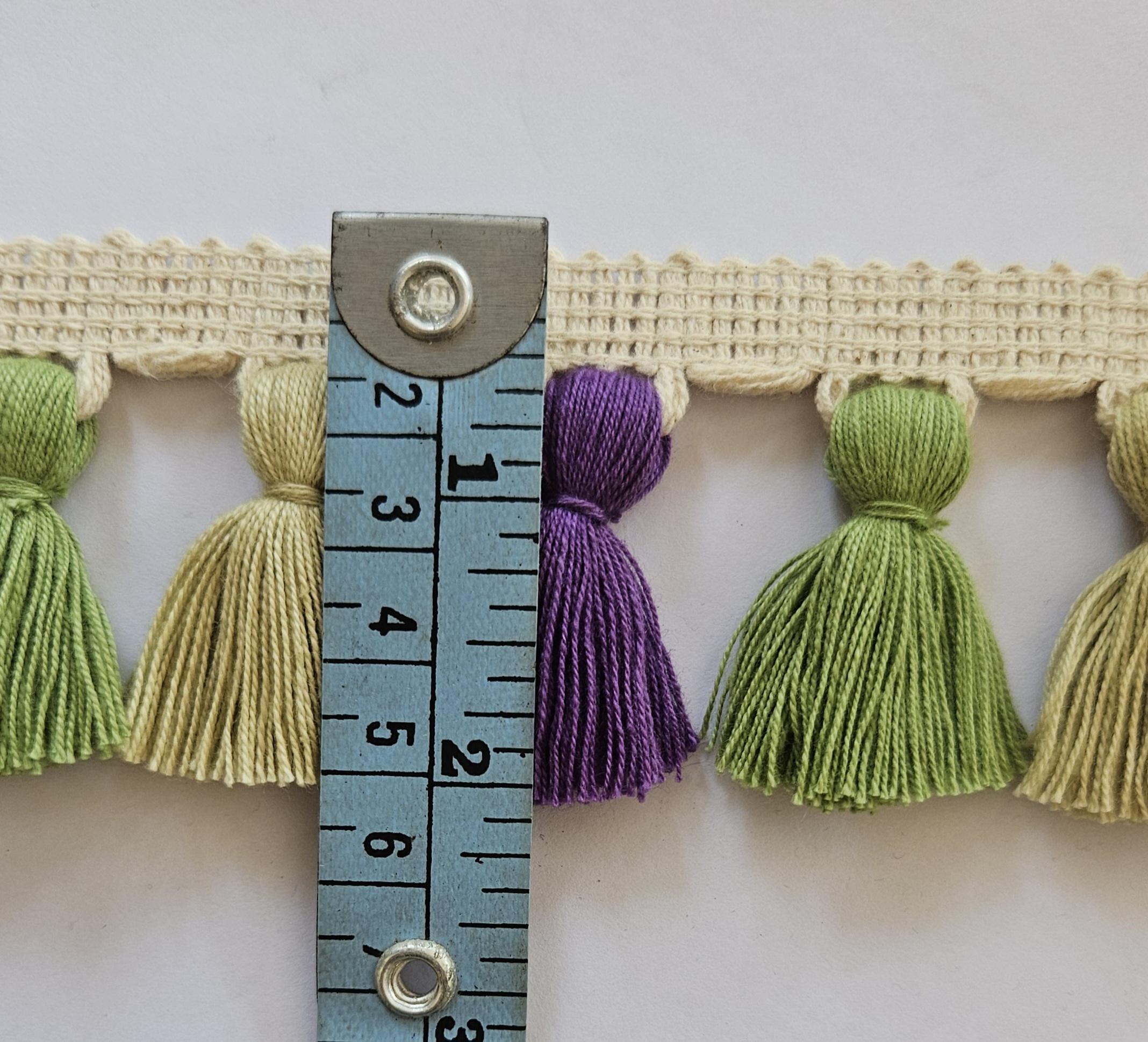 Multi colored tassel fringe trim, Mulberry color tassel, Soft olive tassel, Jute tassel, tassel trim for curtain, curtain trims, fringe trim