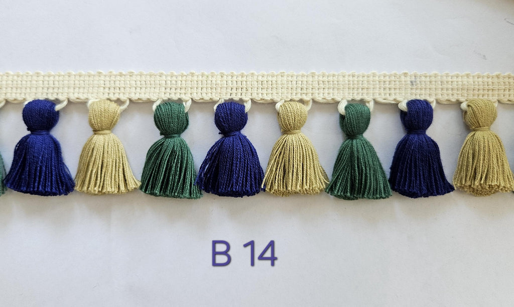 Jute tassel fringe trim, Navy blue tassel trim, tassel trim by the yard, tassel fringe, trim for cushions, trim for curtains, fringe trim,