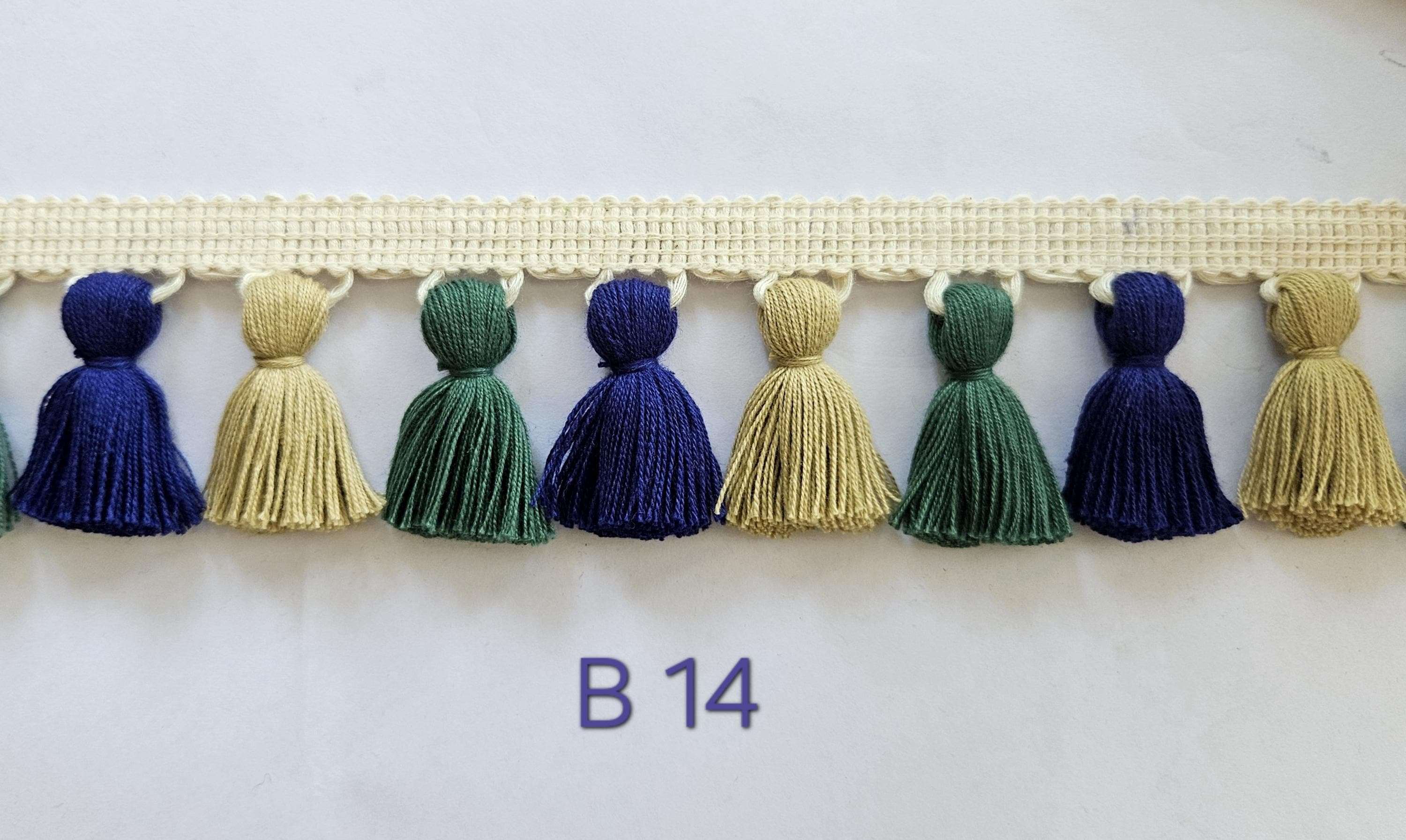 Jute tassel fringe trim, Navy blue tassel trim, tassel trim by the yard, tassel fringe, trim for cushions, trim for curtains, fringe trim,
