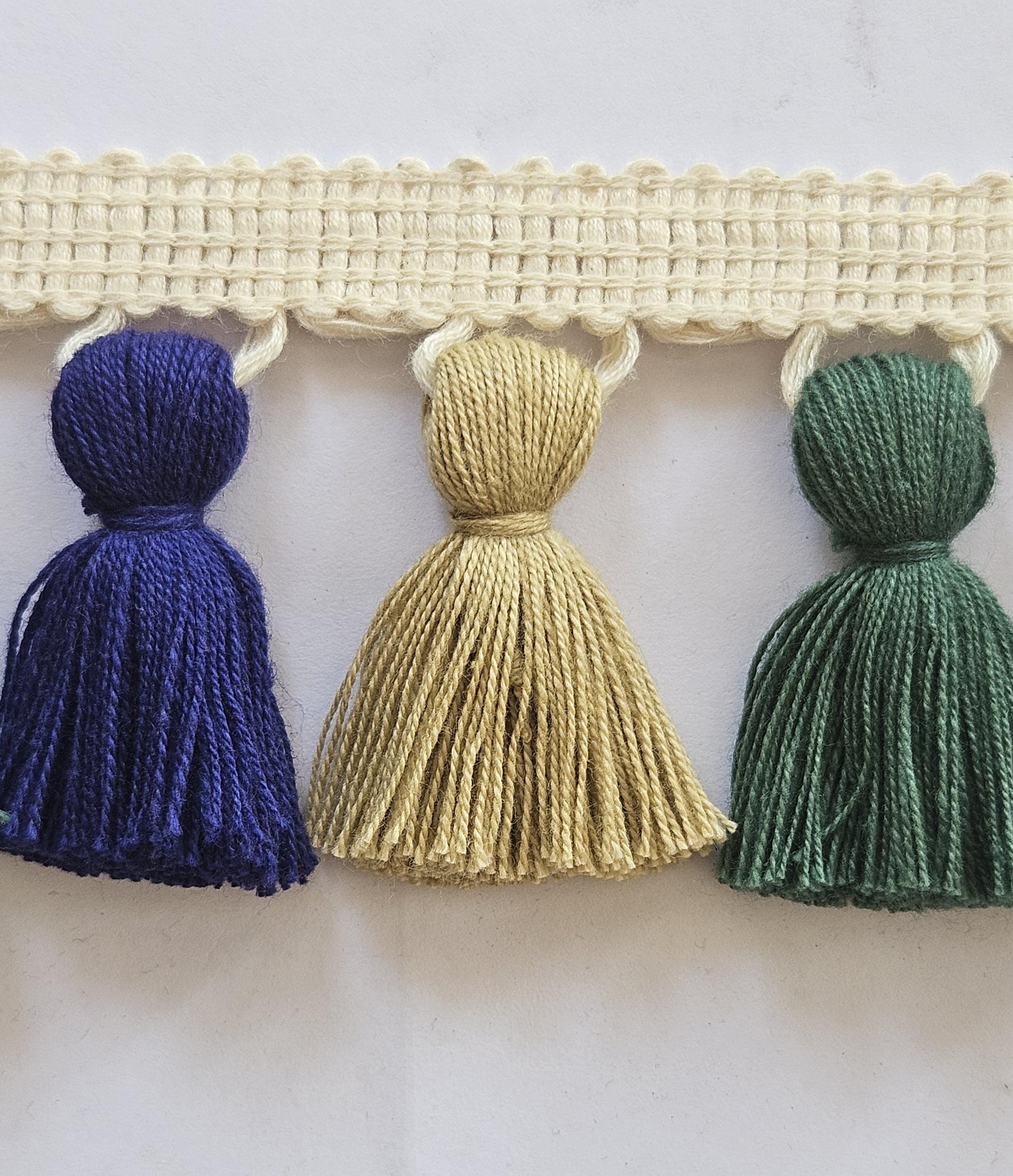 Jute tassel fringe trim, Navy blue tassel trim, tassel trim by the yard, tassel fringe, trim for cushions, trim for curtains, fringe trim,