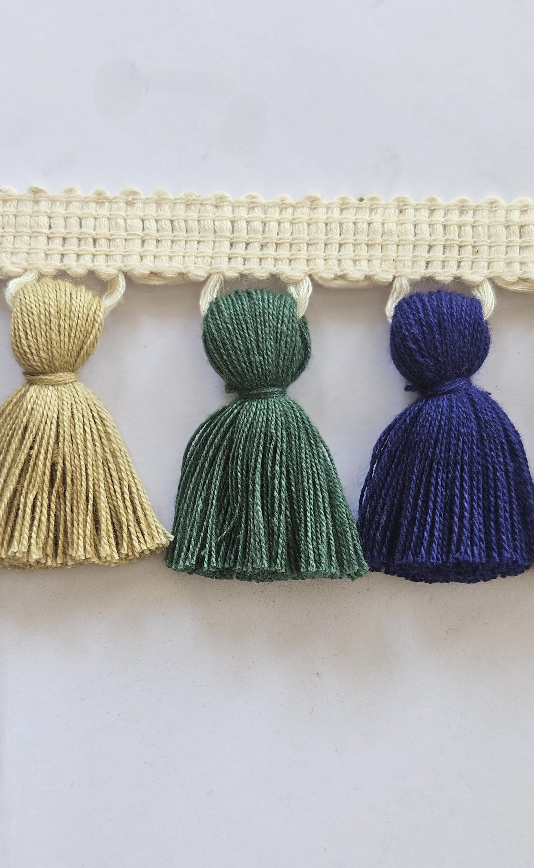 Jute tassel fringe trim, Navy blue tassel trim, tassel trim by the yard, tassel fringe, trim for cushions, trim for curtains, fringe trim,
