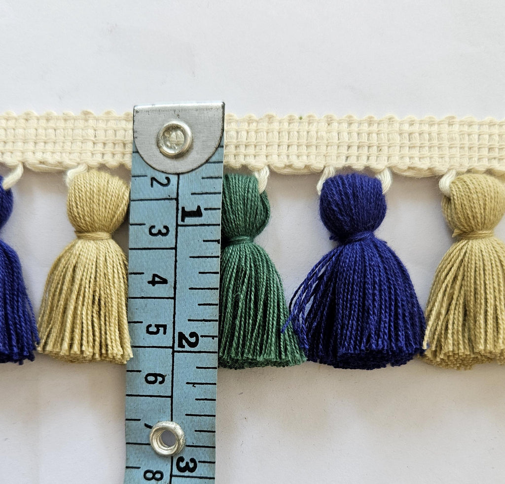 Jute tassel fringe trim, Navy blue tassel trim, tassel trim by the yard, tassel fringe, trim for cushions, trim for curtains, fringe trim,