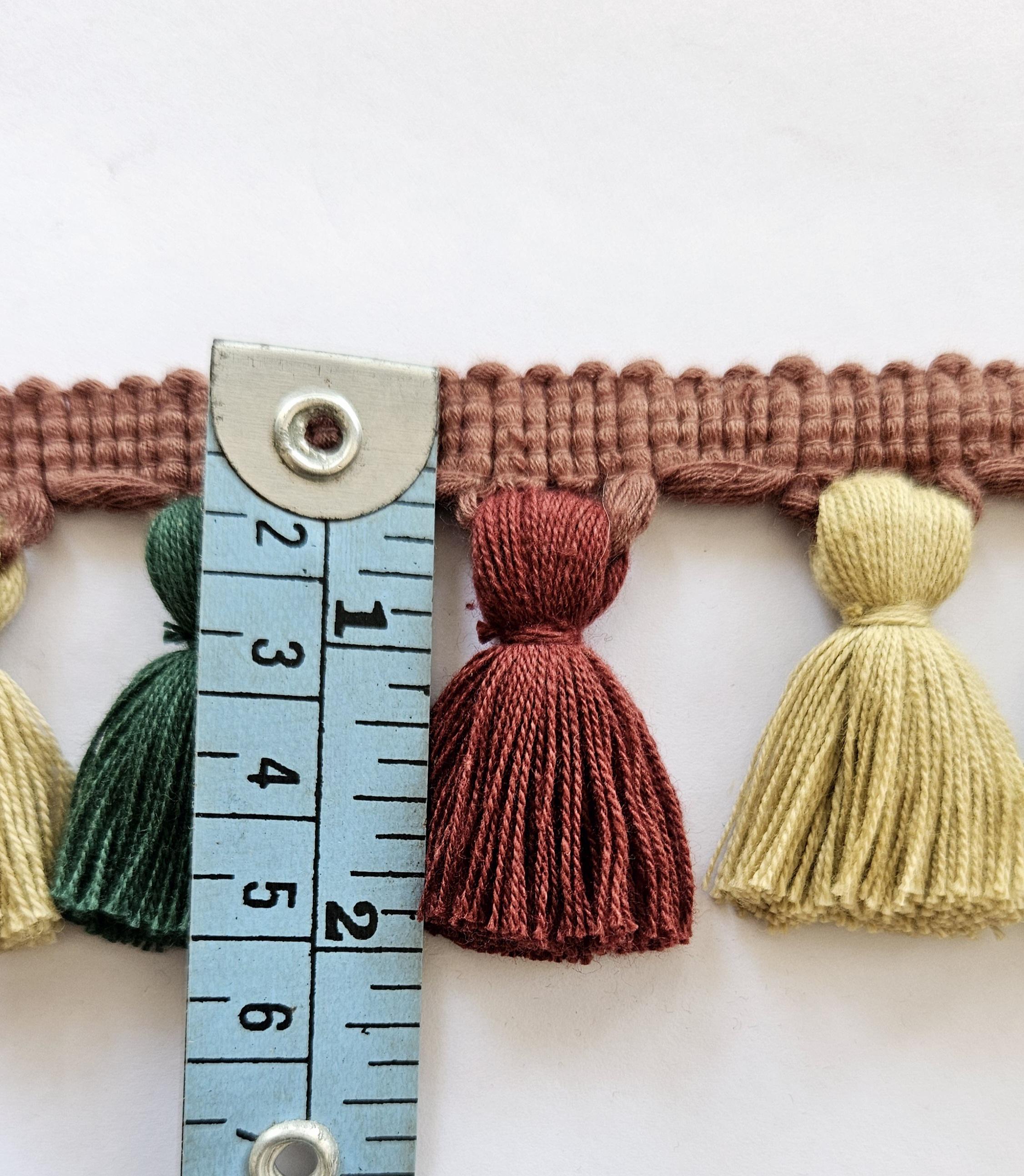 Multi colored tassel fringe trim, Jute tassel trim, tassel trim by the yard, tassel fringe, trim for cushions, trim for curtain, fringe trim