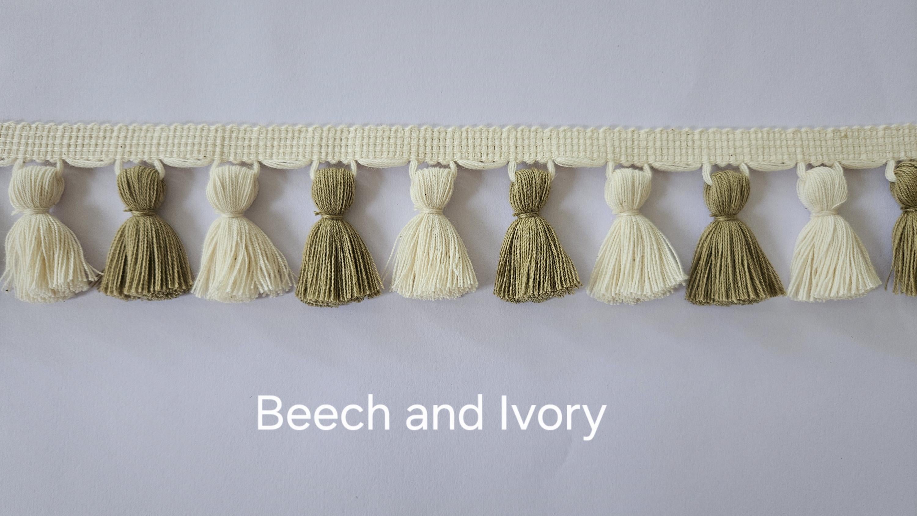 Beech and ivory tassel trim, Multi color tassel trim, Tassel trim, lampshade trim, lampshade fringe, trim for curtains, curtain trims, trims