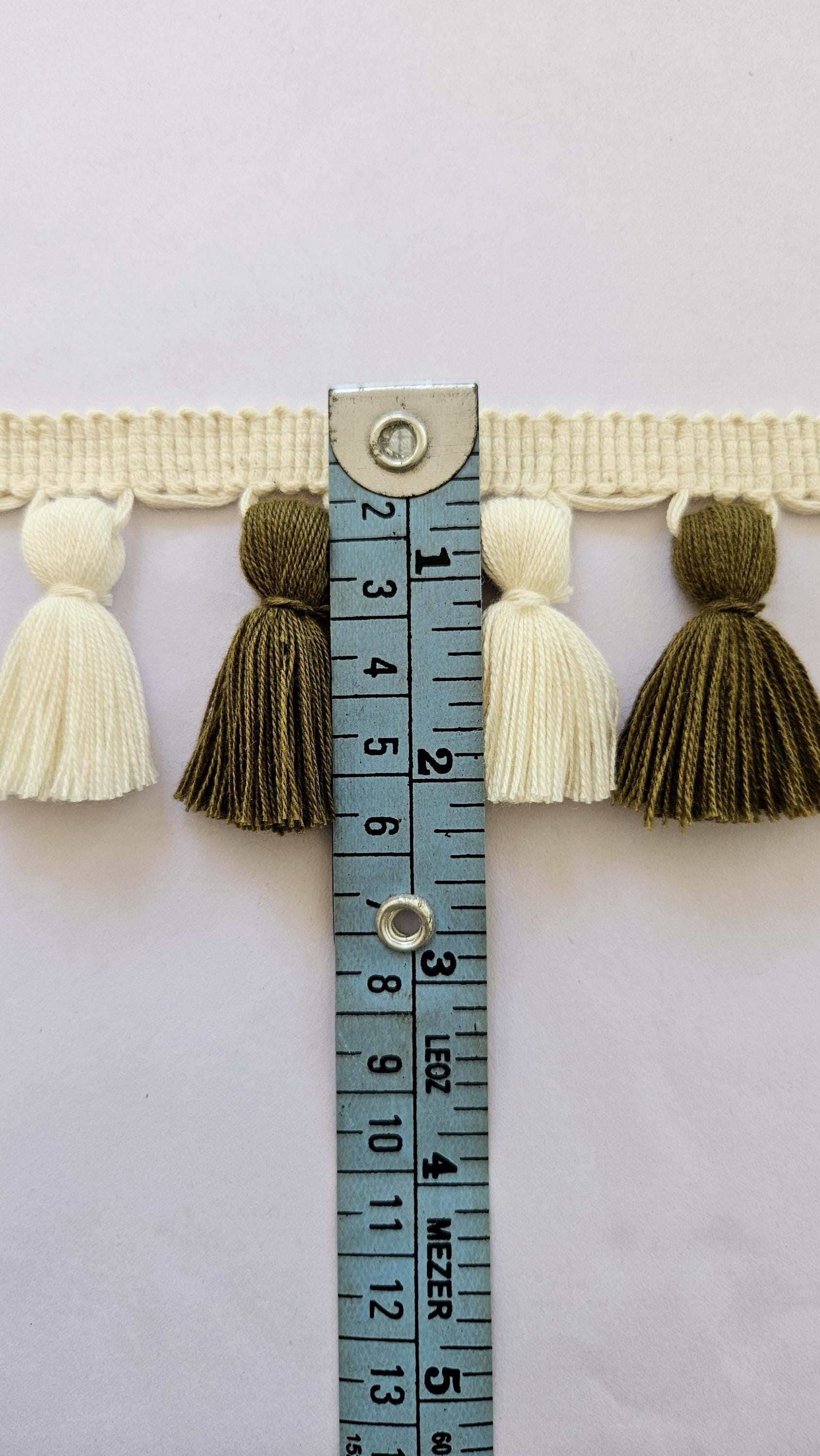 Oak and Ivory tassel trim, tassel fringe, tassel trim by the yard, tassel trim, fringe trim, curtain trim, wall art, lampshade trim,  gift