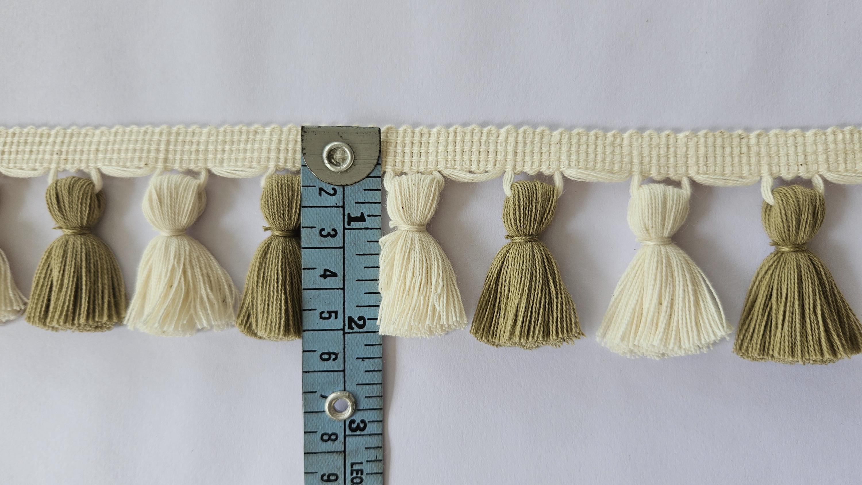 Beech and ivory tassel trim, Multi color tassel trim, Tassel trim, lampshade trim, lampshade fringe, trim for curtains, curtain trims, trims