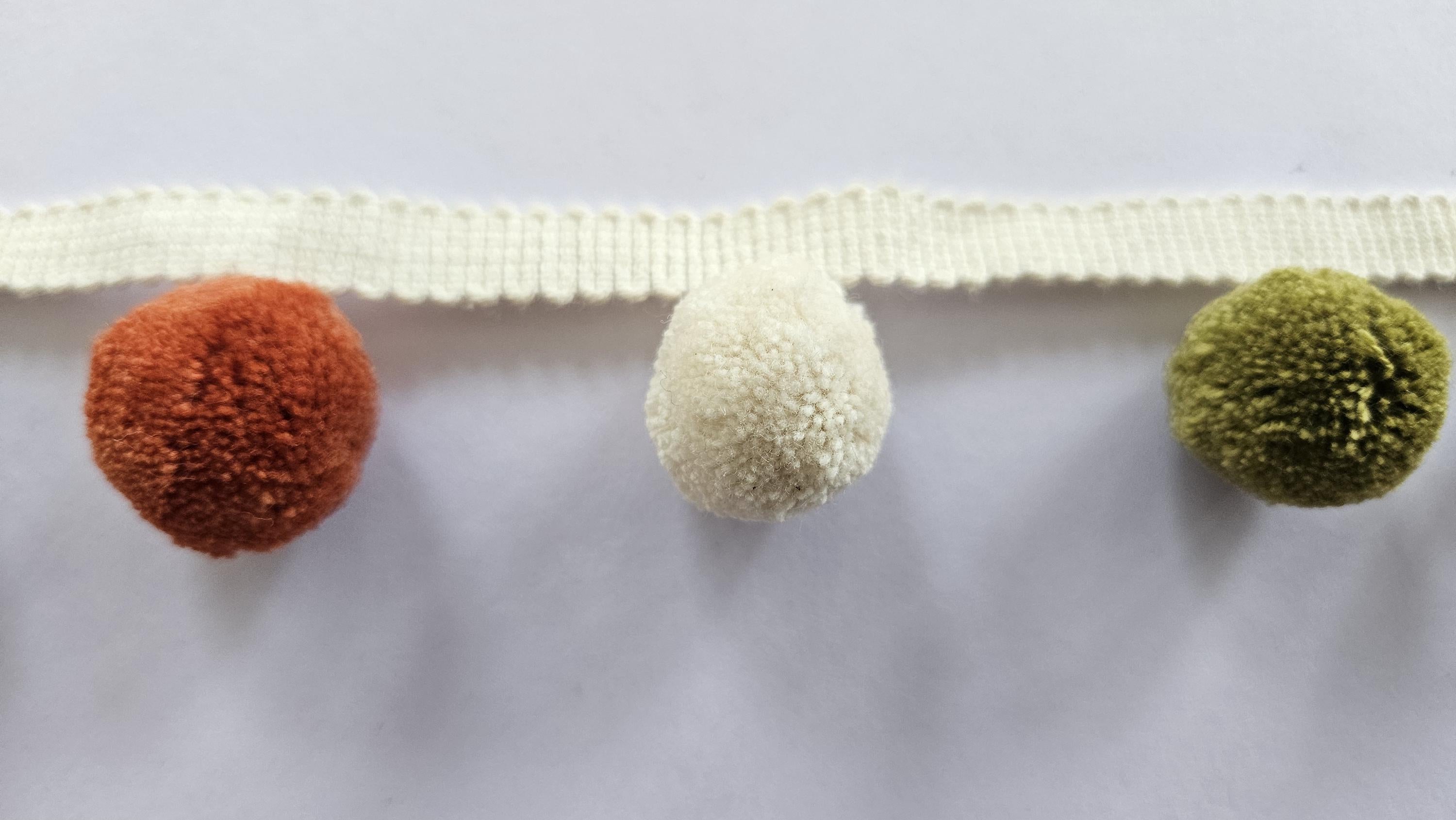 Bobble trim, Multi color pom pom trim, ivory pom pom, Citrine, French blue pom pom, Pumpkin color pom pomtrim, fringe trim, curtain pom pom