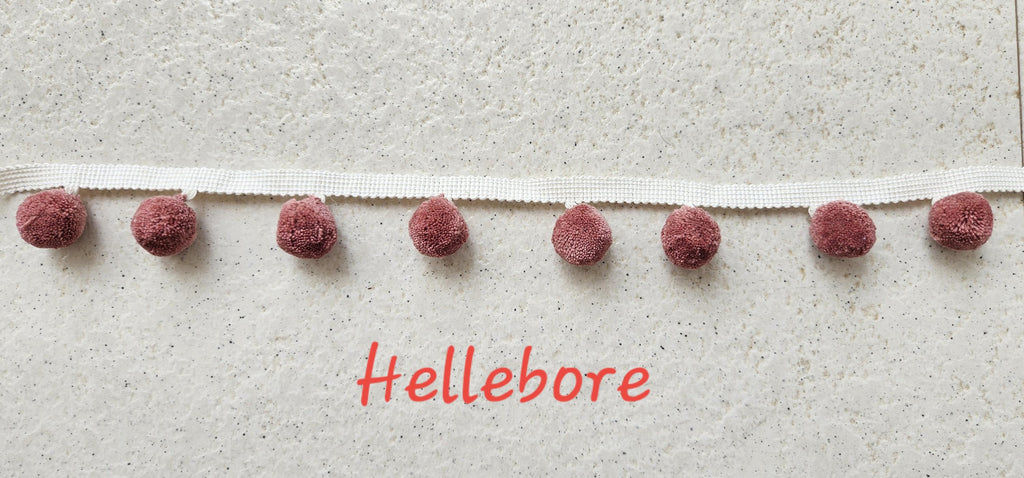 Hellebore pom pom trim, pom pom trim, pom pom for cushions, pom pom for curtains, pom pom for pillow cover, bobble trims, pom poms, fringes