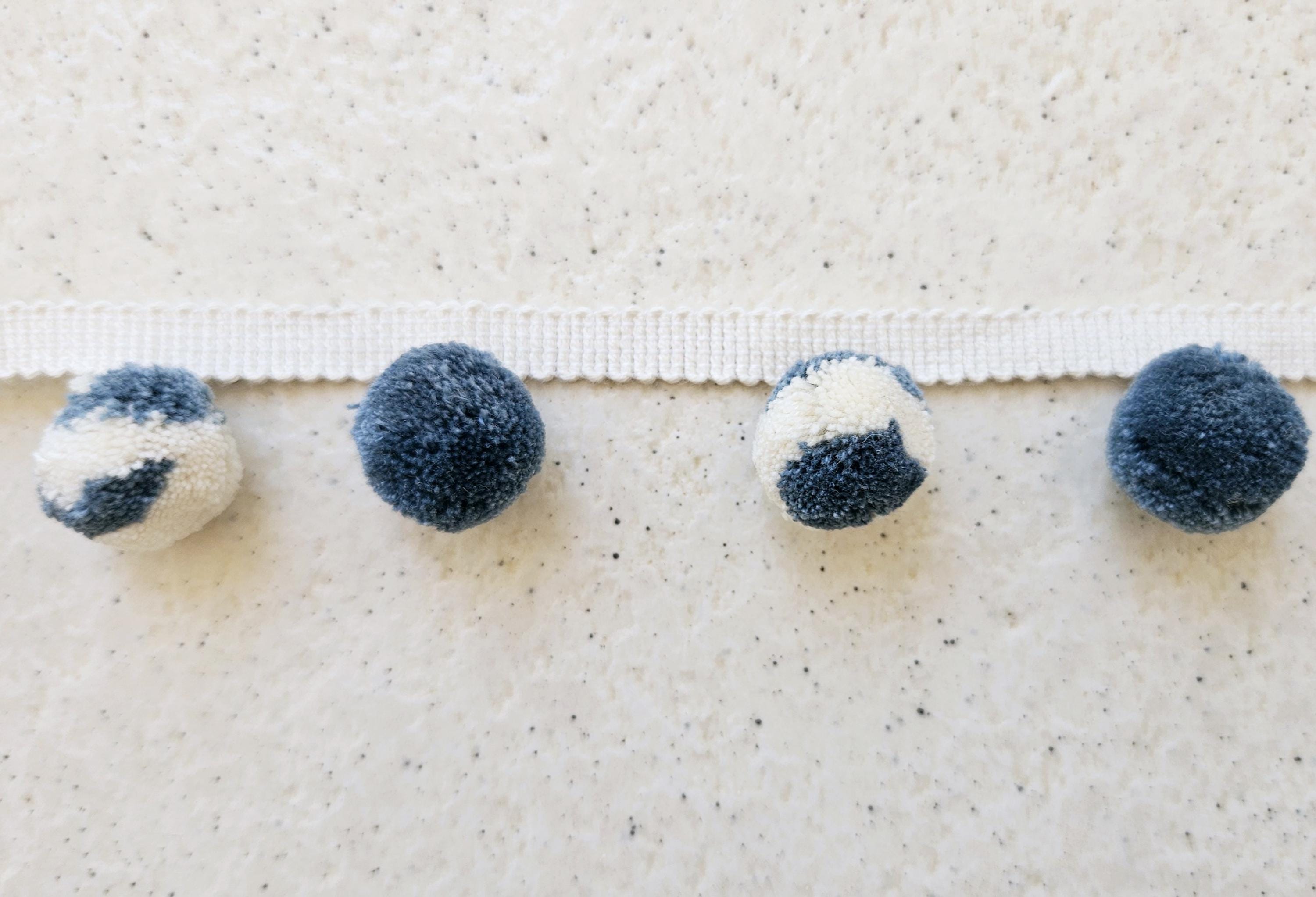 French blue ivory Pom pom trim for cushions, pom poms for curtains, Pom Pom Bobble Trim Fringe Pompom Trimming, Best Quality!! pillow cover