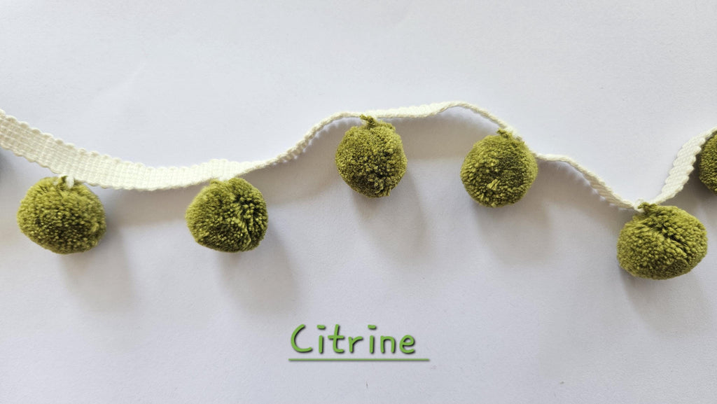 Citrine  pom pom trim, Pom Pom trimming, pom pom trim, trim for curtains,  pom pom,  pom poms, fringes, trim for pillow,trim for curtains