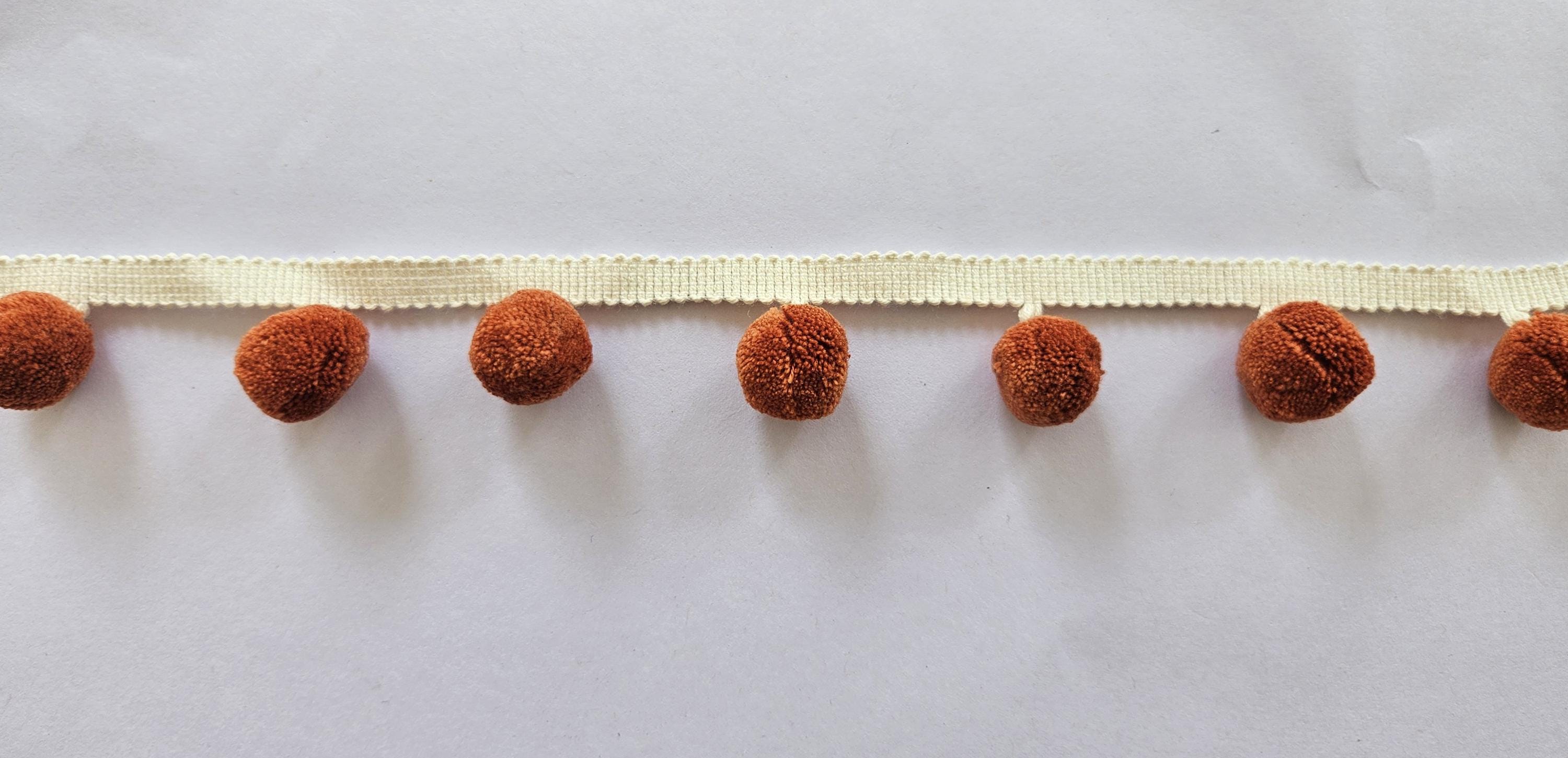 Mini Pom Pom Handmade Ball Fringe 2cm/0.78 inches, Pumpkin pom pom trim, pom pom trim, pom pom for cushions, pom pom for curtains, trimming