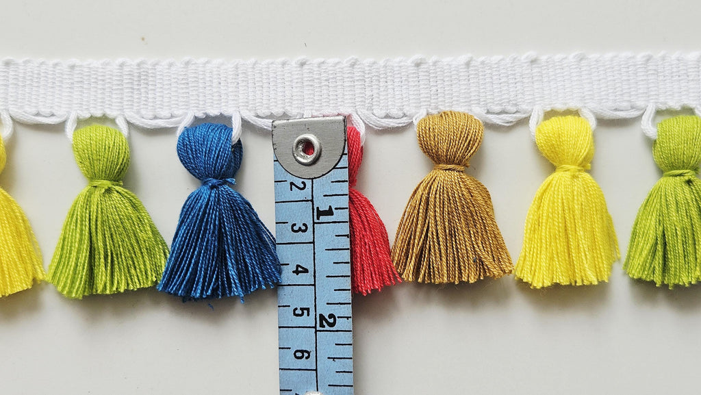 Multi colore tassel trim by the yard, 4cm tassel trim by the yard, blue yellow tassel, red tassel, green tassel, 5 color tassel trim,  trims