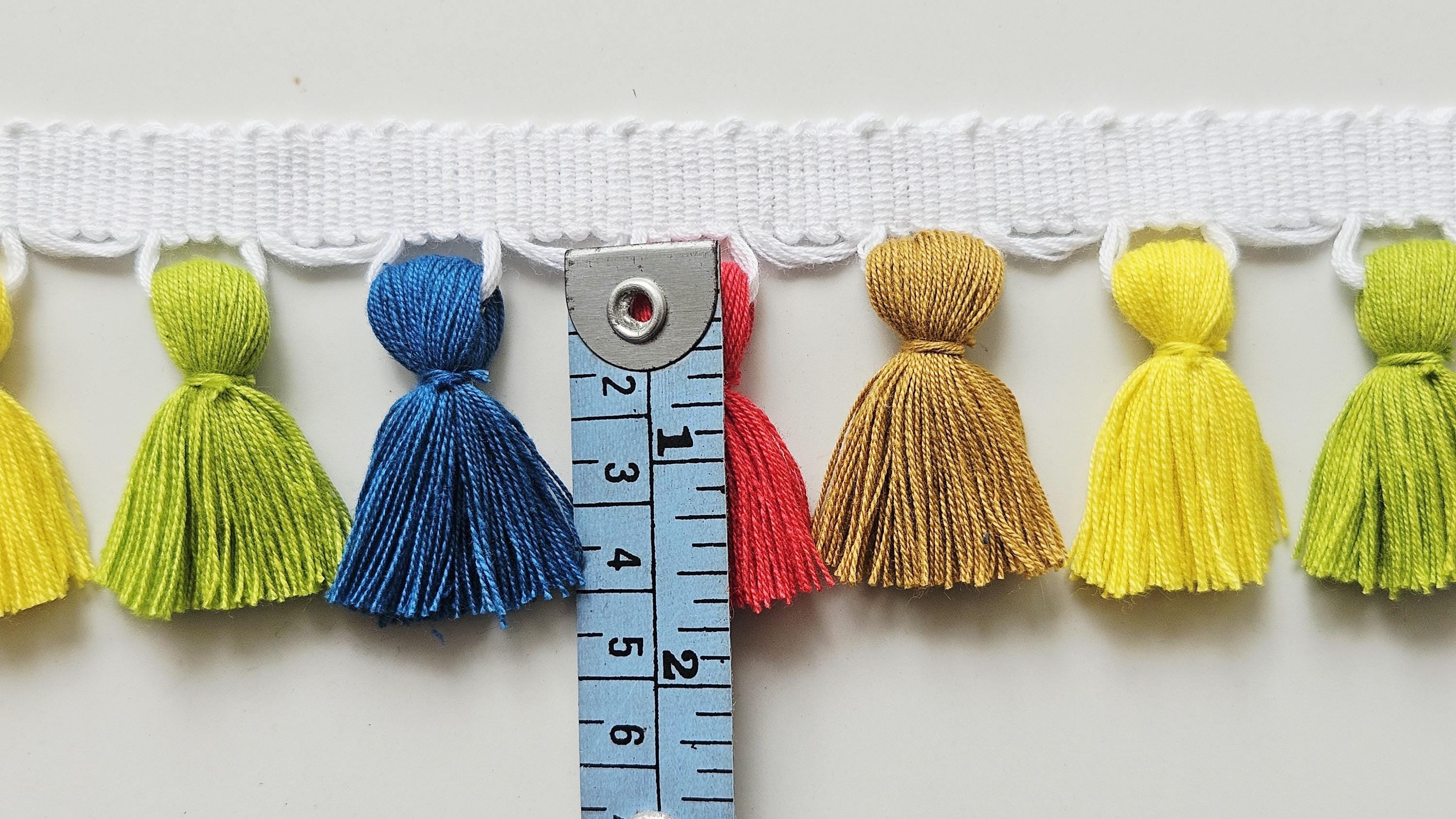 Multi colore tassel trim by the yard, 4cm tassel trim by the yard, blue yellow tassel, red tassel, green tassel, 5 color tassel trim,  trims