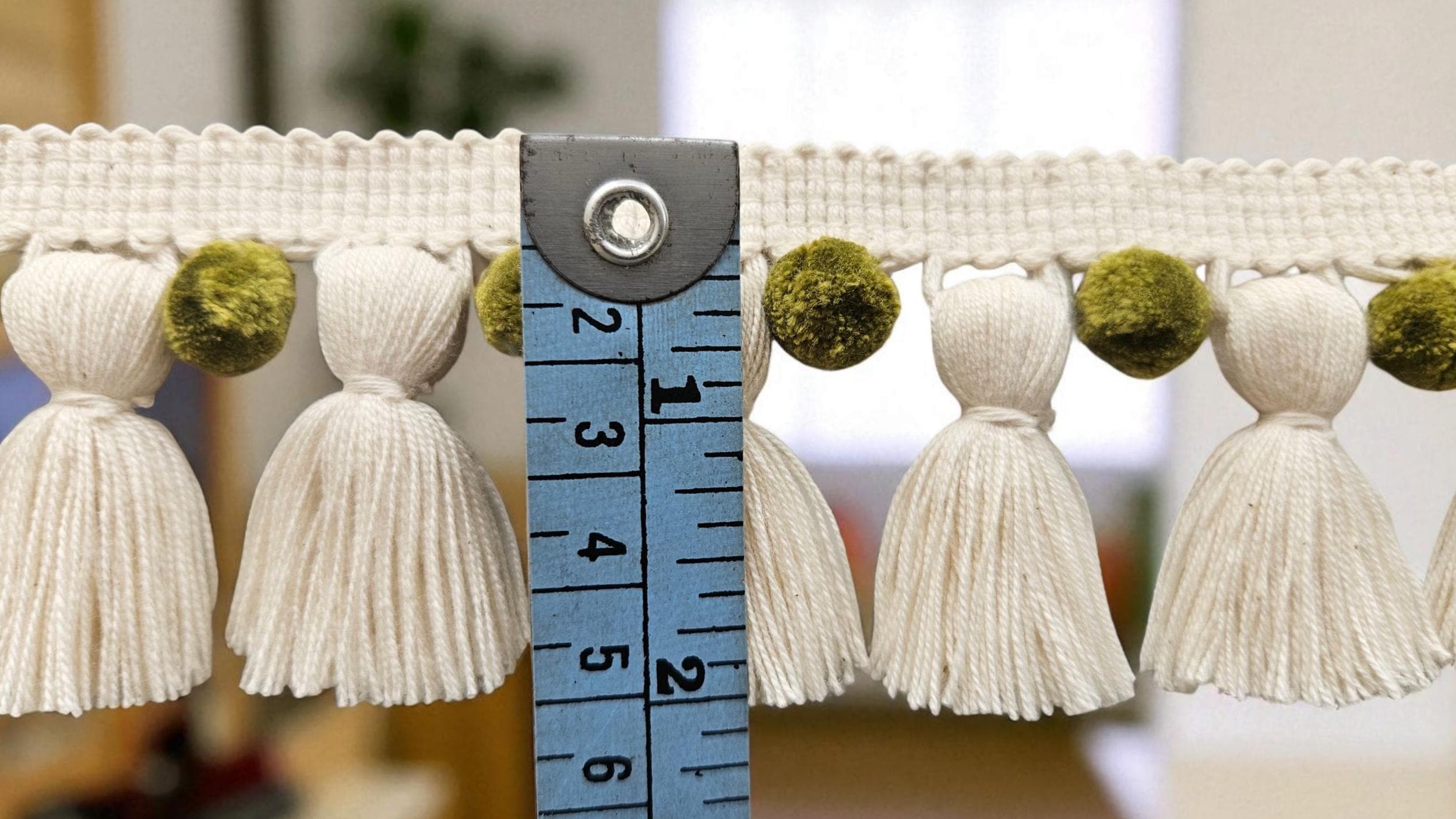Citrine and ivory pom pom tassel fringe, pom pom trim, trims by the yard, lace, trim, Indian trim, trimming, pom poms, tassel, trimmings