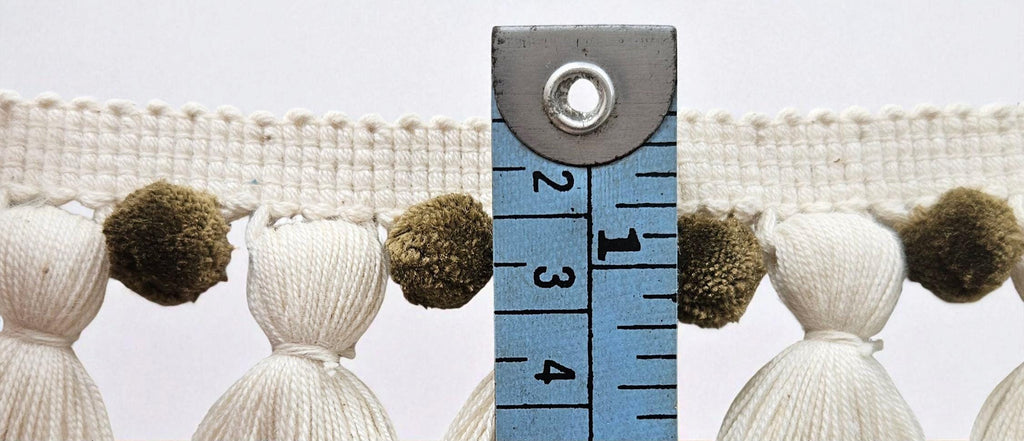 Oak and Ivory pom pom tassel trim, Pom pom tassel trim,  tassel trim by the yard,  tassel trim by the meter,  pom pom trim by the yard