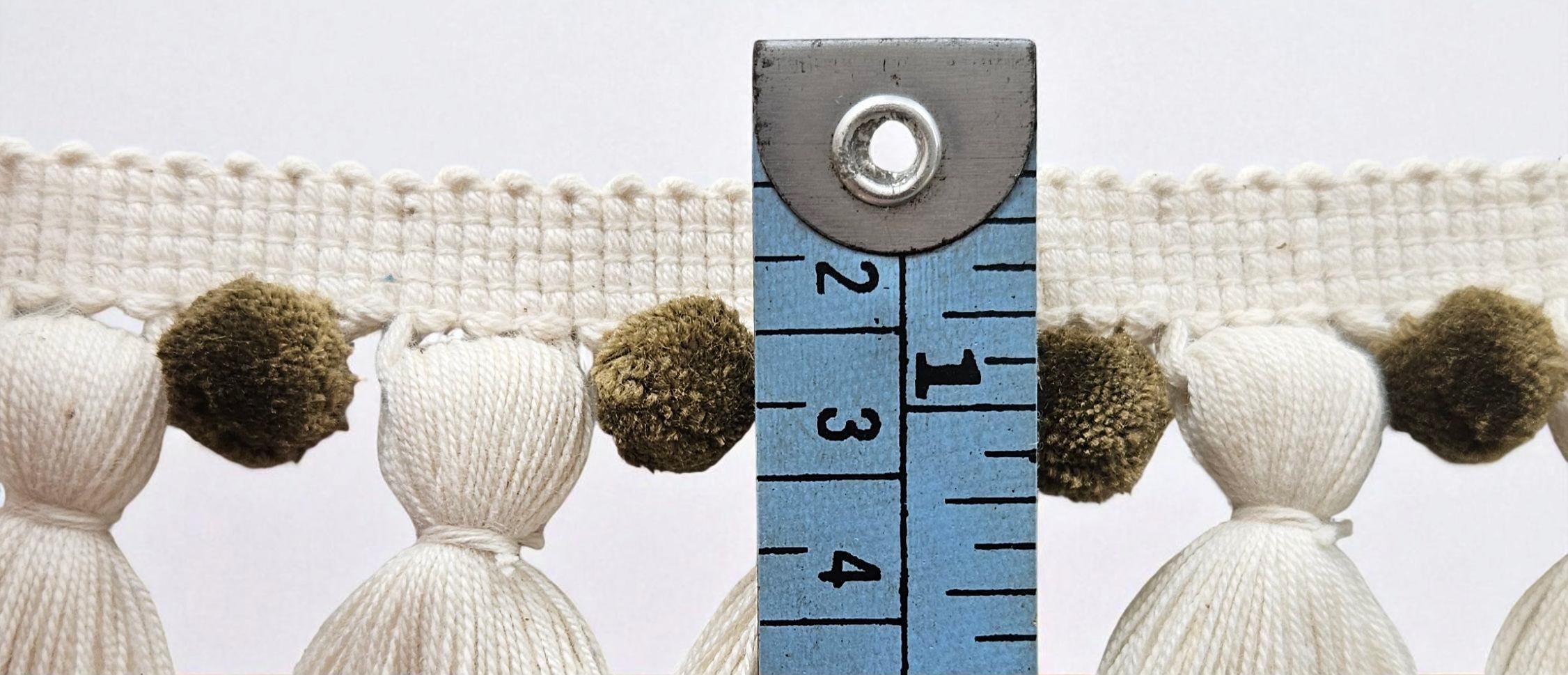 Oak and Ivory pom pom tassel trim, Pom pom tassel trim,  tassel trim by the yard,  tassel trim by the meter,  pom pom trim by the yard