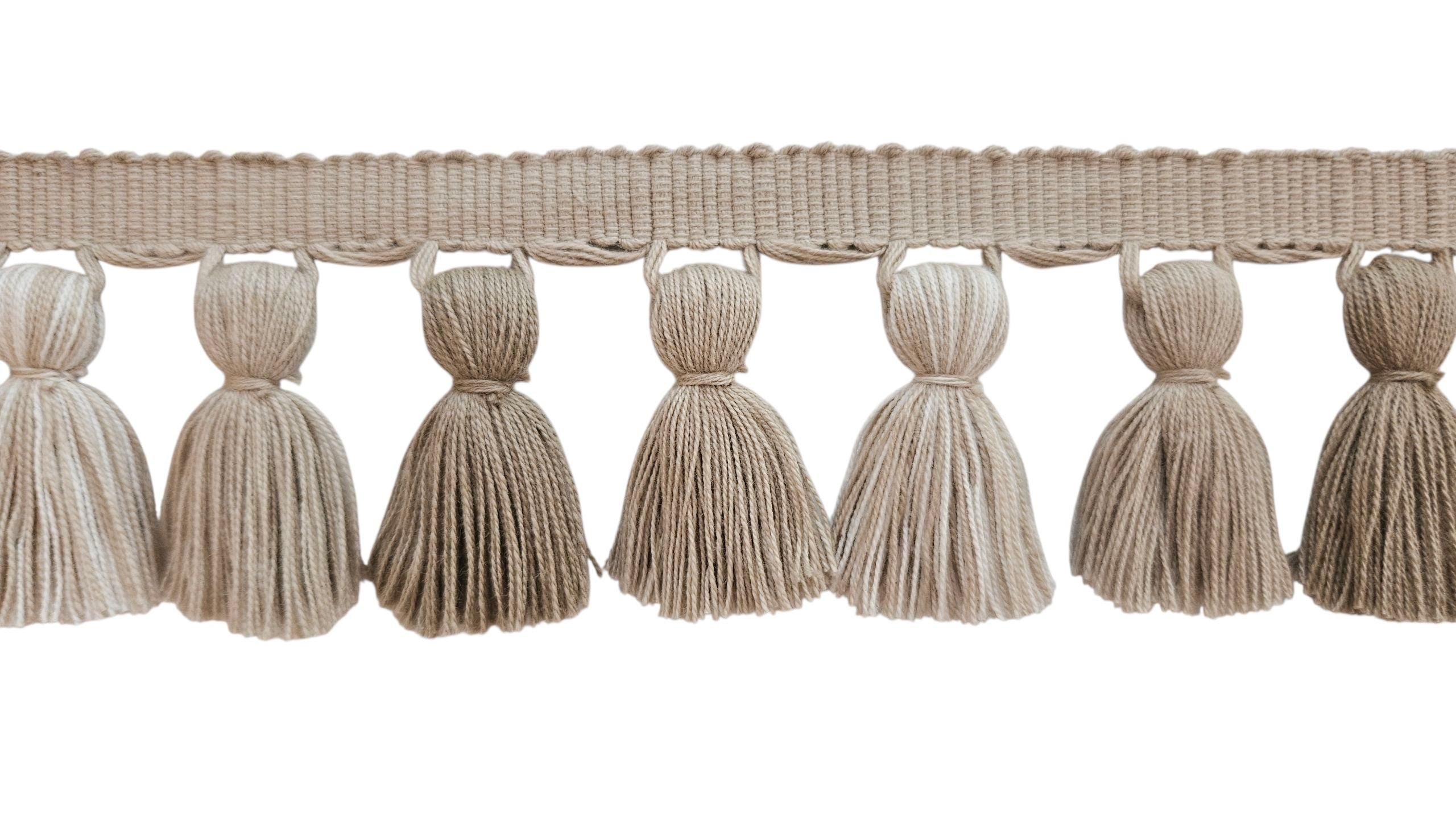 Beige / Beech / ivory tassel trim, Multi color tassel trim, Tassel trim, lampshade trim, lampshade fringe, trim for curtains, cushion trim