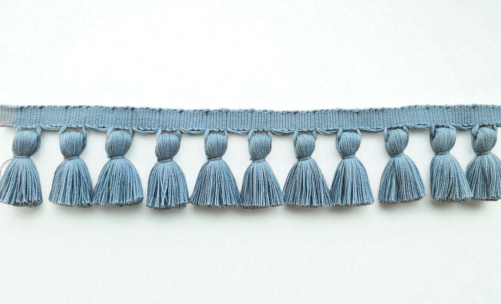 tassels 4cm, Pale blue tassel trim, county blue tassel trim, trim for curtains, tassel garland, tassel fringe for curtains, trim for fabrics