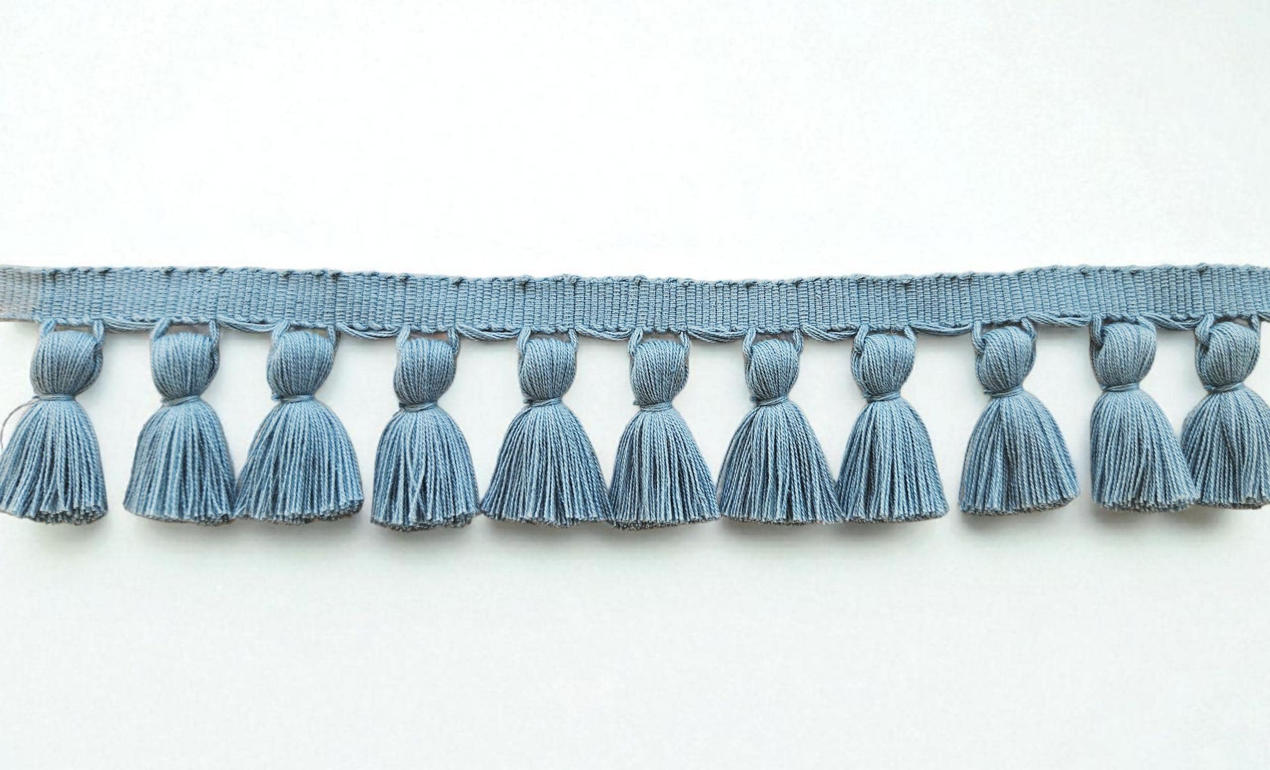 tassels 4cm, Pale blue tassel trim, county blue tassel trim, trim for curtains, tassel garland, tassel fringe for curtains, trim for fabrics