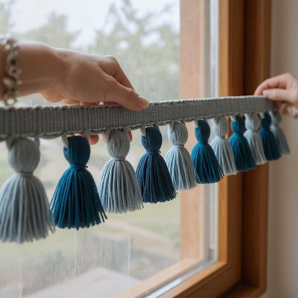 Multi colored tassel fringe,  tassel fringe multi color, cotton tassel trim, handmade tasssel trim, fringe trim, trim by the yard, fringes