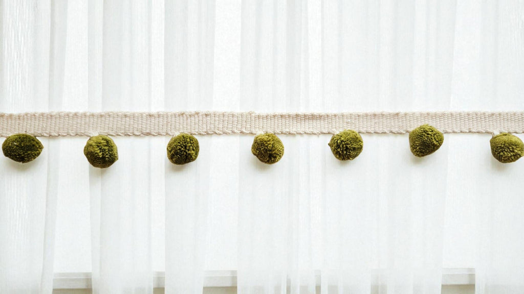 Citrine Pom Pom Trim: 100% Cotton, Sewing & Crafts