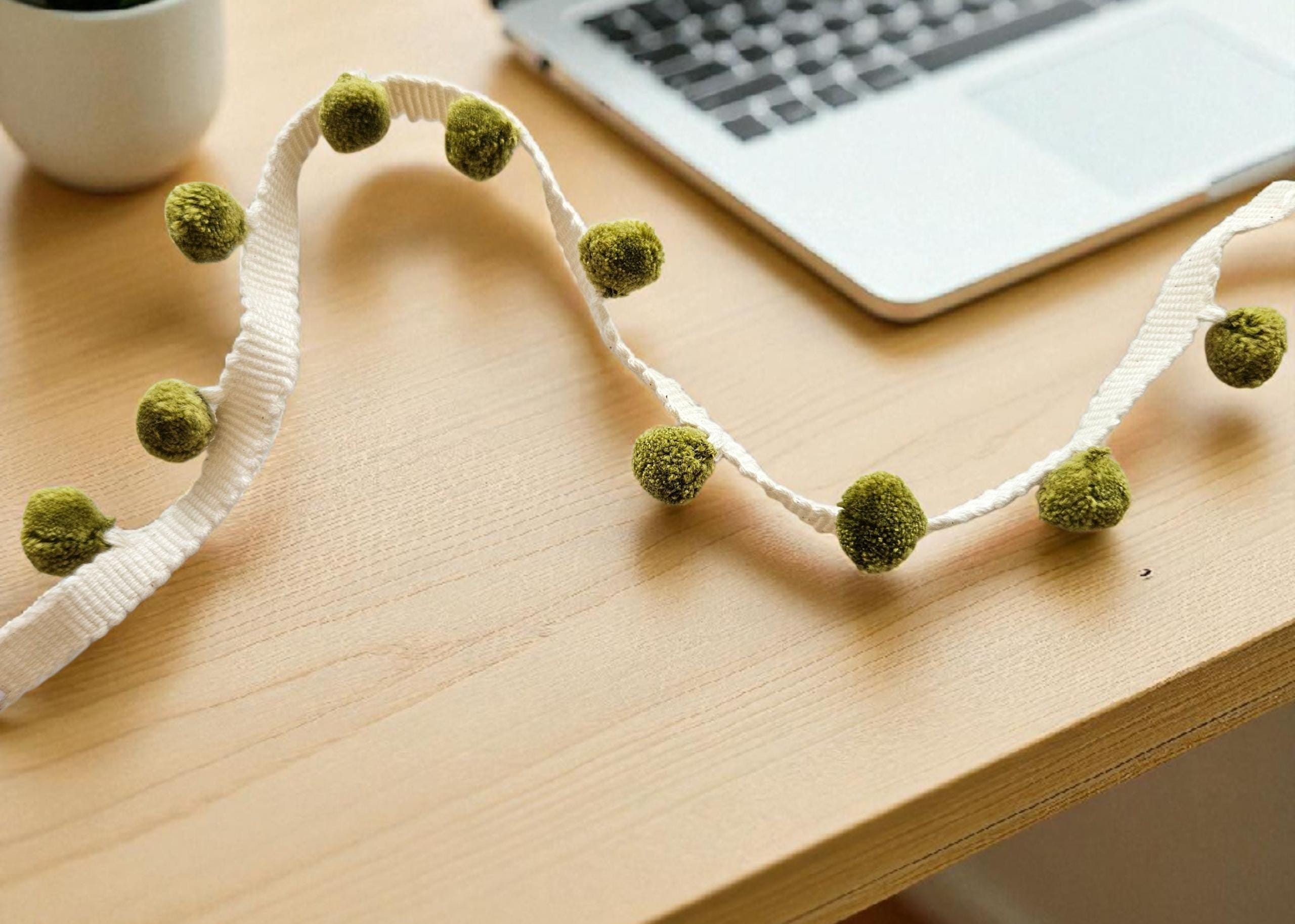 Citrine Pom Pom Trim: 100% Cotton, Sewing & Crafts