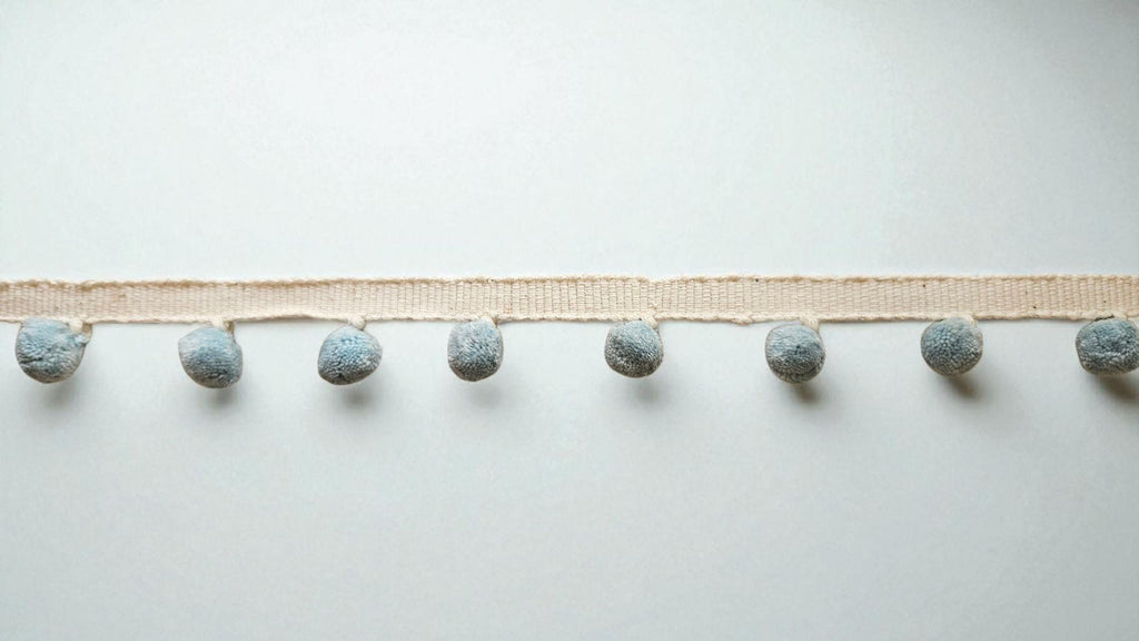 China blue mini pom pom trim, Pom pom trim for sewing UK, mini pom pom trim,  1cm pom pom trim
