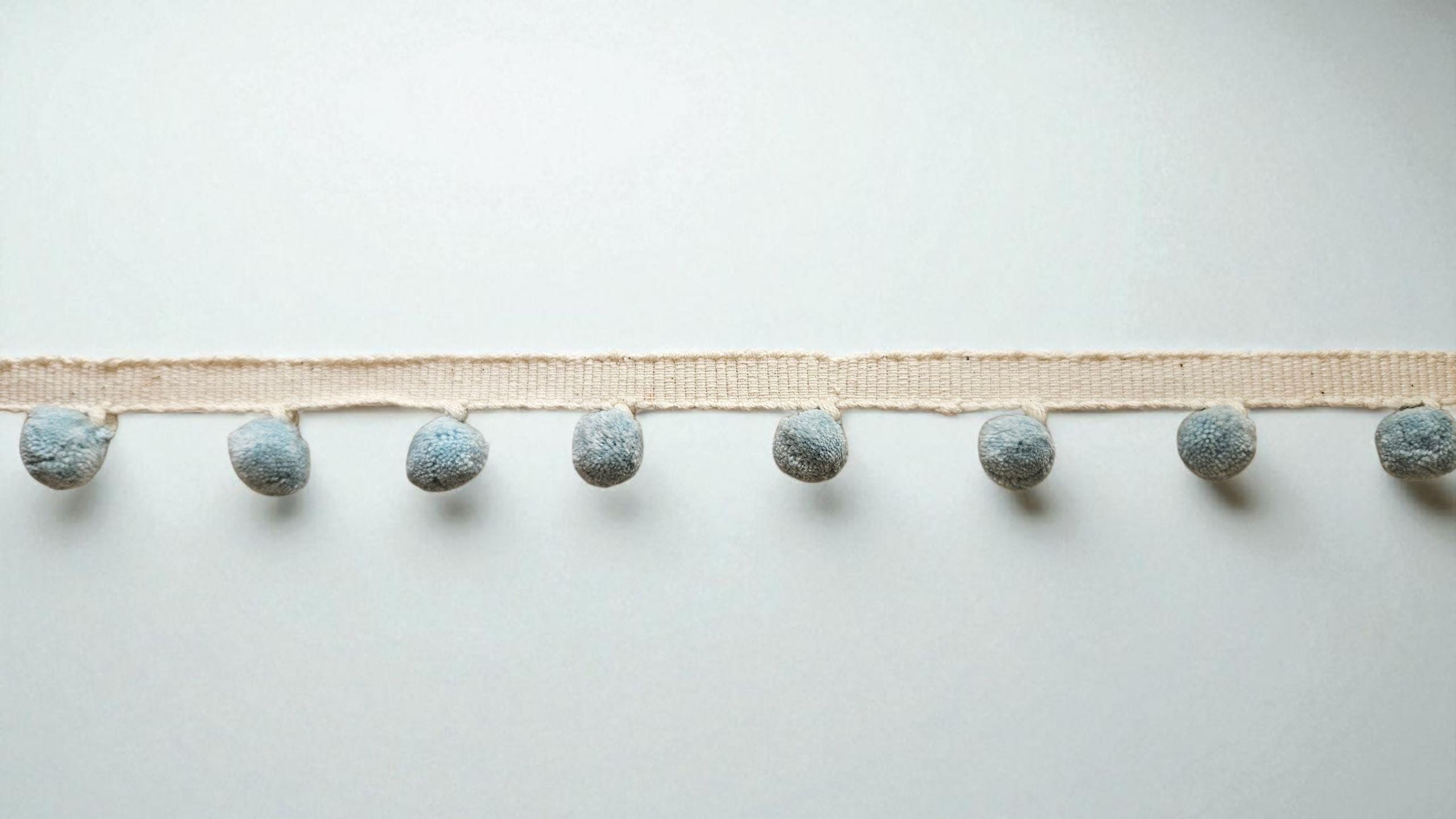China blue mini pom pom trim, Pom pom trim for sewing UK, mini pom pom trim,  1cm pom pom trim