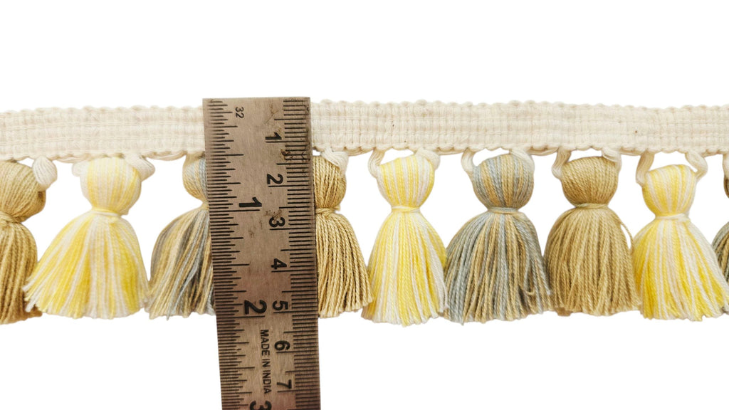 Luxury Tassel Fringe  DIY Cushion Edging, Curtain Trim or Wedding Crafts  UK Seller , Tassel trim, Grey / Yolk / Jute  mixed Colors