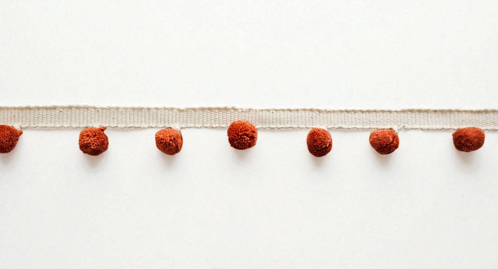 Pumpkin Cotton Mini Pom Pom Trim: Handmade Decorative Border, 1cm