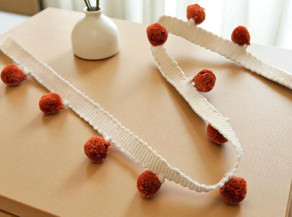 Pumpkin Cotton Mini Pom Pom Trim: Handmade Decorative Border, 1cm