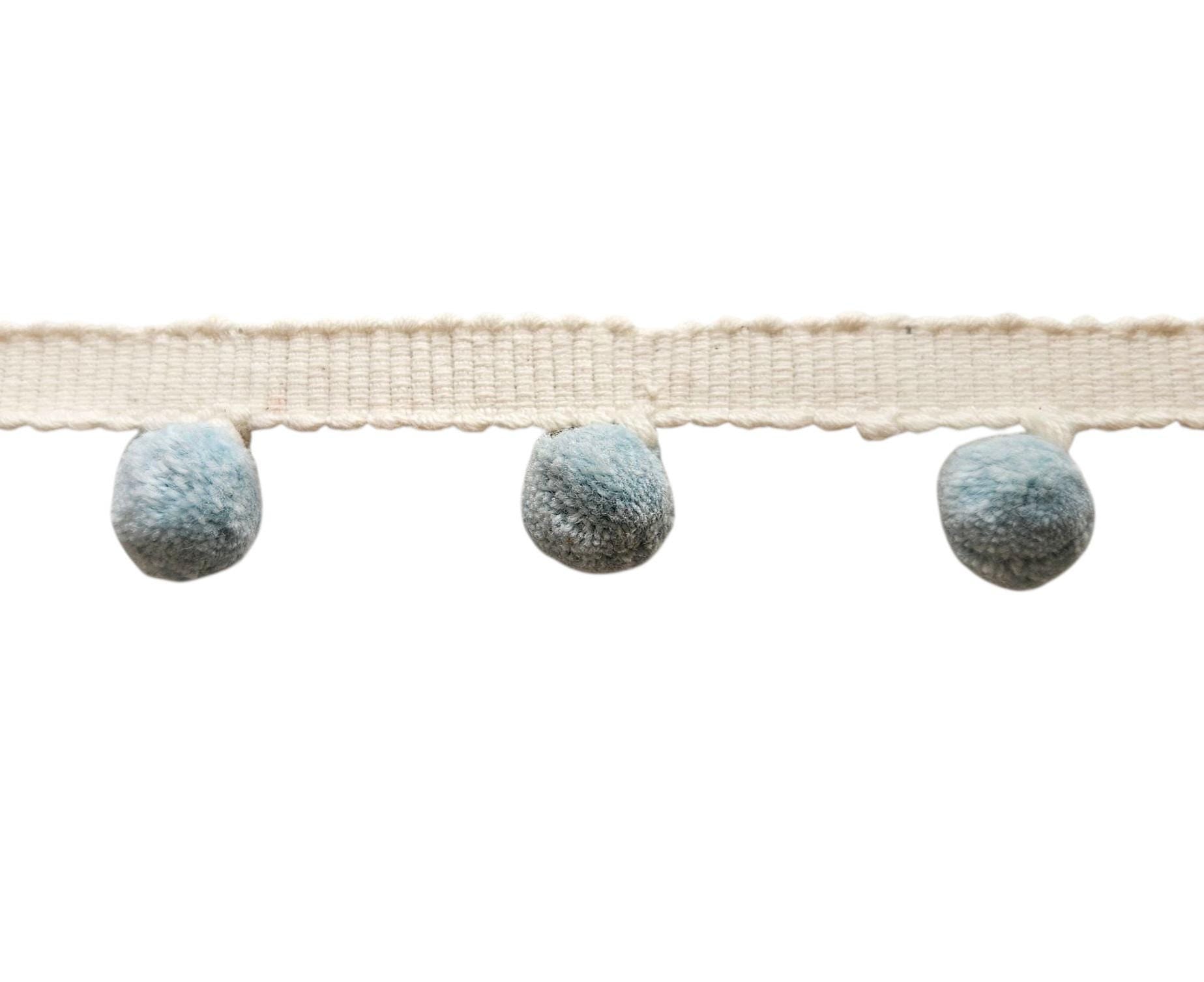 China blue mini pom pom trim, Pom pom trim for sewing UK, mini pom pom trim,  1cm pom pom trim