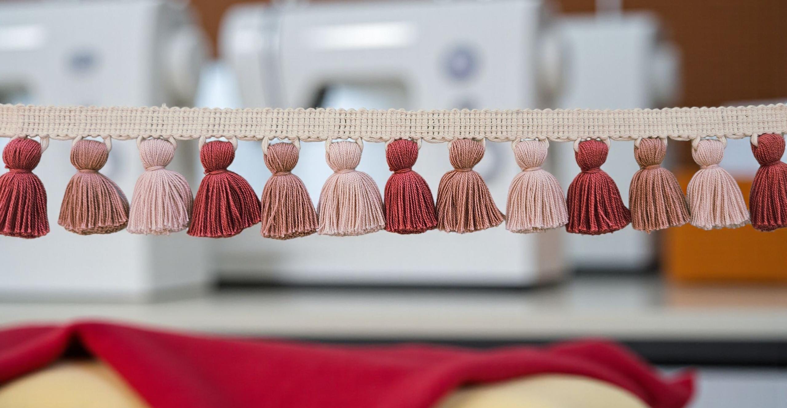 multi colored tassel fringe trim, cotton tassel, Indian trim