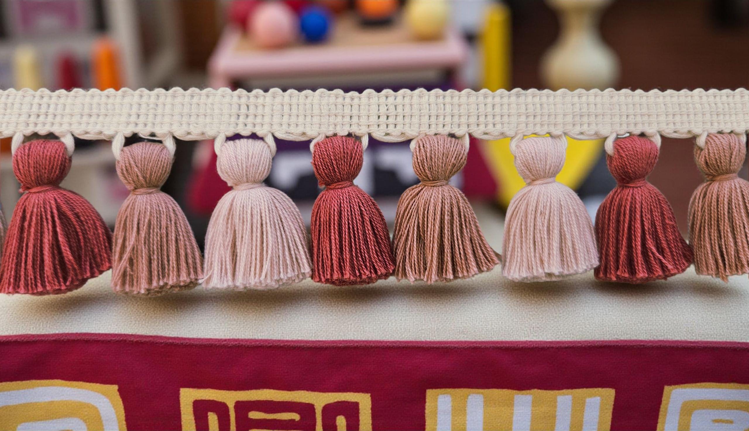 multi colored tassel fringe trim, cotton tassel, Indian trim