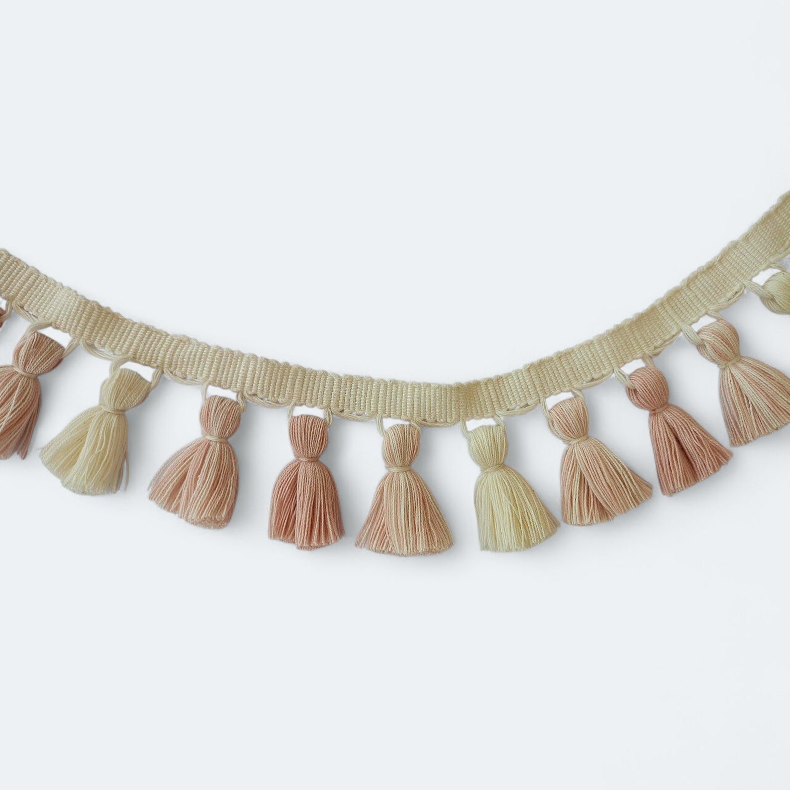 tassel trim by the yard, tassel fringe trim, Tassel trim, pom pom trim, multi colored pom pom tassel trim,blue tassel, dusky rose and ivory